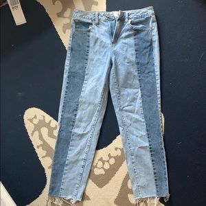 High waist multi-color straight jeans